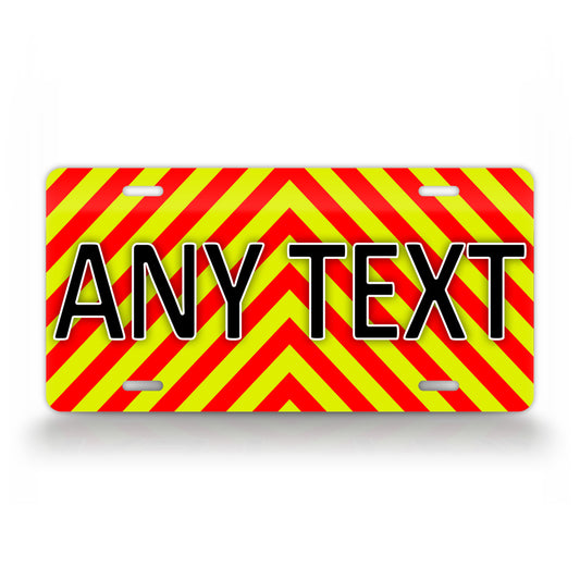 Bright Striped Any Text Ems Emergency Firefighter Custom License Plate 