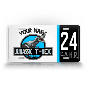 Custom Jurassic T-Rex jeep License Plate