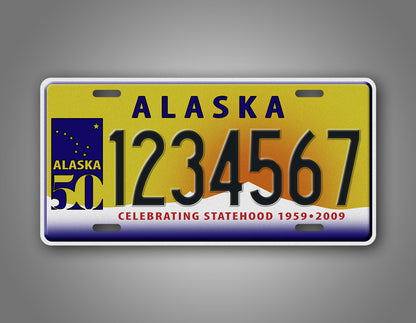 Personalized "Celebrating Statehood" Alaska State License Plate