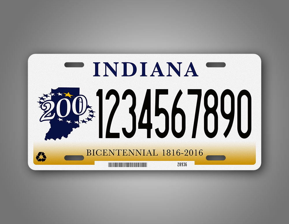 Custom Bicentennial Indiana State License Plate
