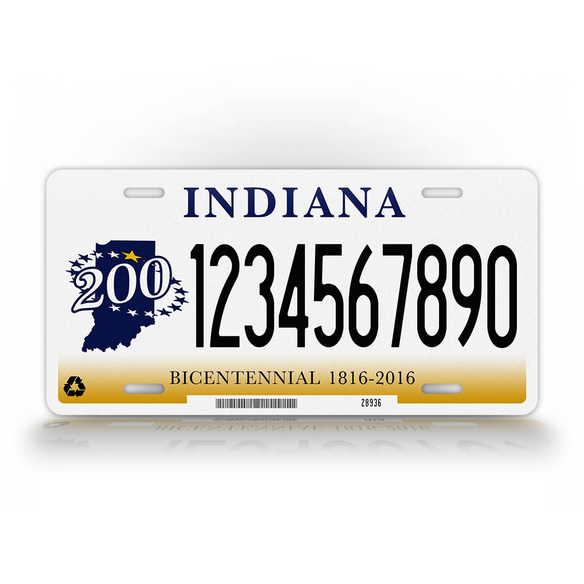 Custom Bicentennial Indiana State License Plate