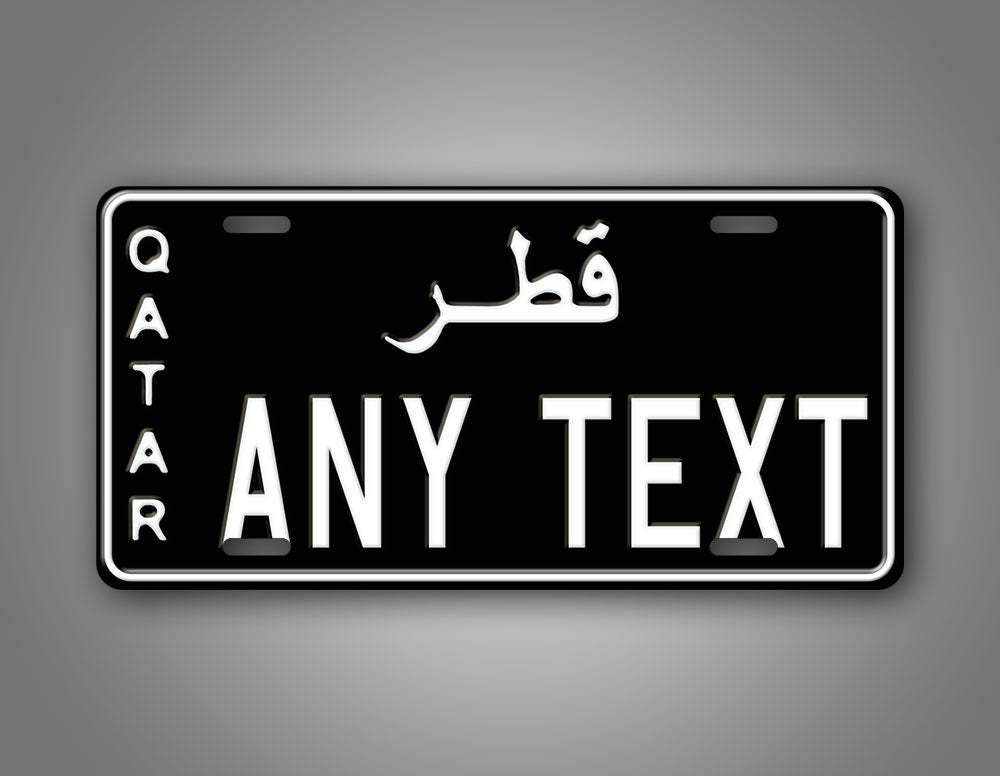 Custom Text Black Qatar License Plate
