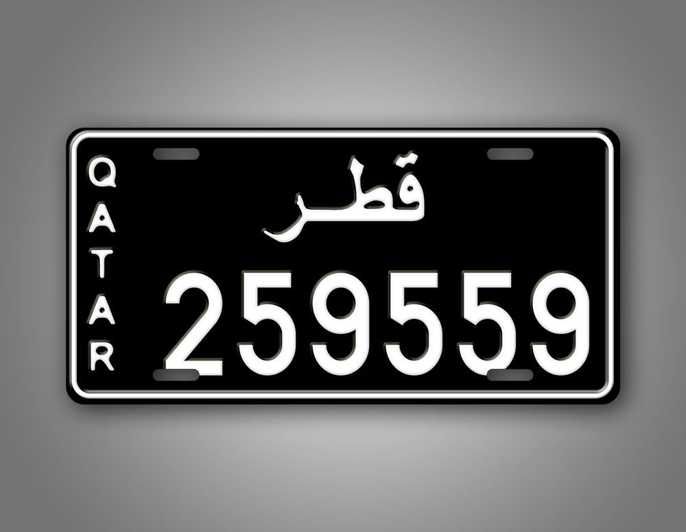 Custom Text Black Qatar License Plate