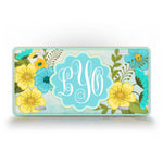 Personalized Colorful Flower Monogram License Plate 