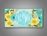 Custom Vibrant Flower Monogram License Plate