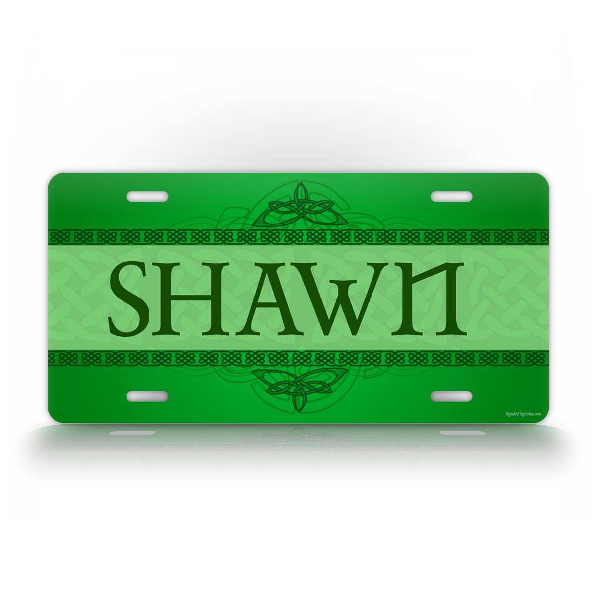 Custom Text Green Celtic Style License Plate 