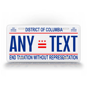 Custom Text District Of Columbia License Plate 