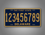 Personalized Blue And Gold Custom Delaware State License Plate