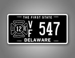 Custom Text Delaware Black Volunteer Firefighter License Plate