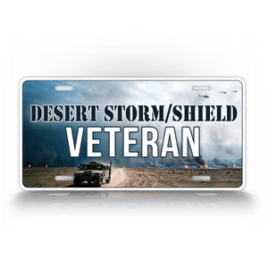 Desert Storm And Desert Shield Veteran License Plate With Humvee In Background 