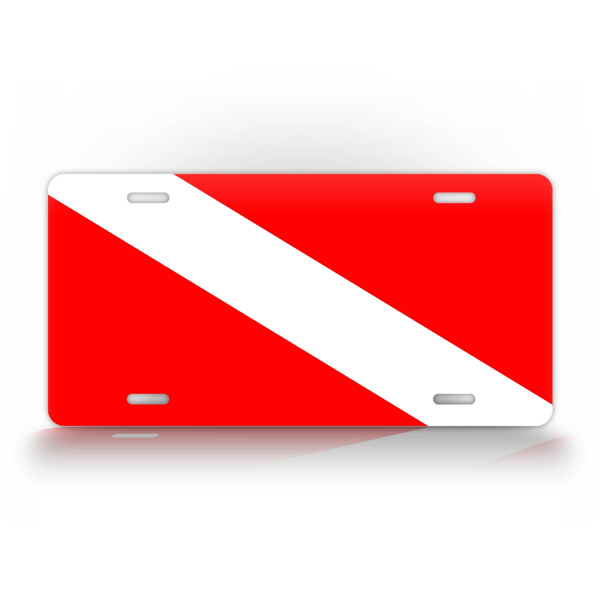 Diver Down Red And White Diving Flag License Plate Auto Tag