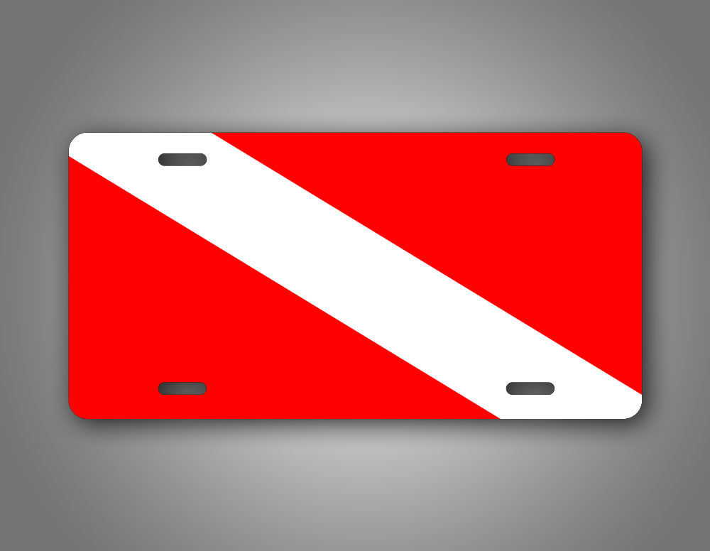 Diver Down Red And White Diving Flag License Plate