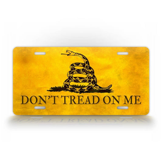 Yellow Rustic Dont Tread On Me Flag License Plate 