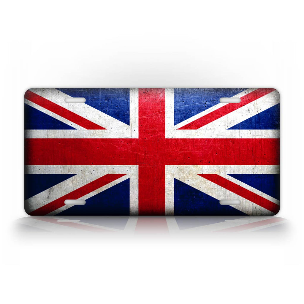 British Union Jack Flag Grunge Texture License Plate 