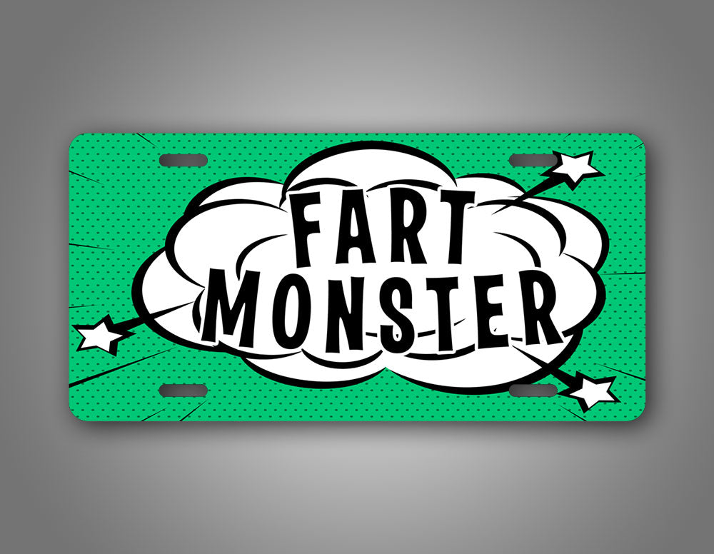 Fart Monster Silly Prank Comic Style License Plate 