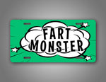 Fart Monster Silly Prank Comic Style License Plate 