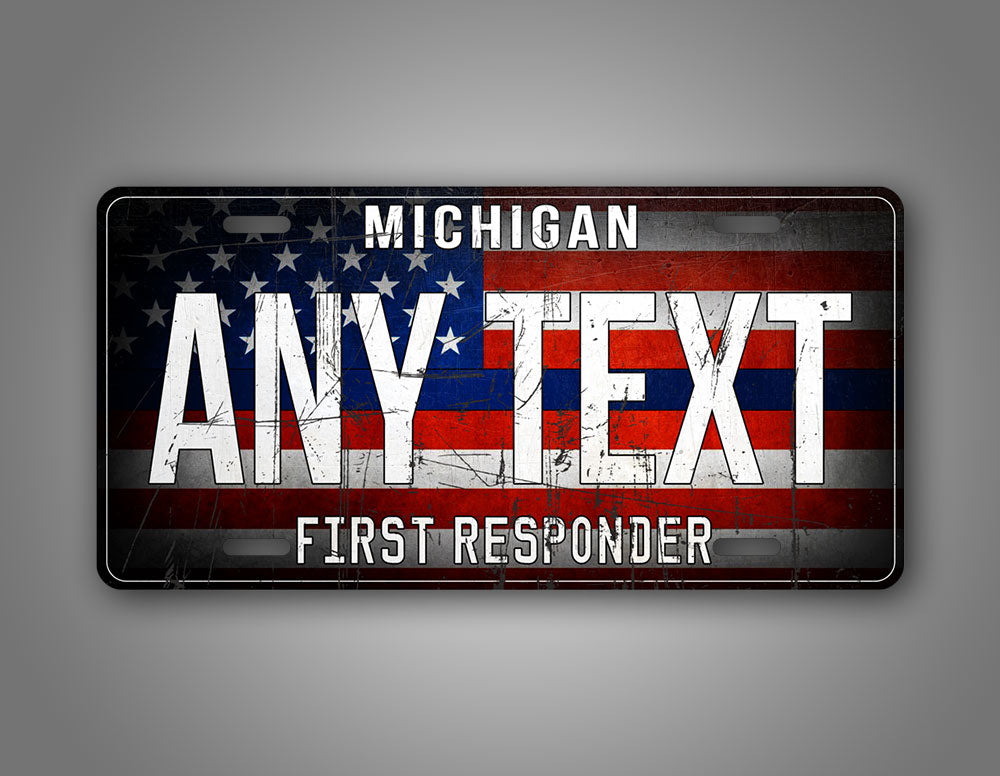 Personalized First Responder American Flag License Plate  