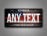 Personalized First Responder American Flag Firefighter License Plate 