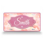 Personalized Name Pink Flowery Full Monogram License Plate