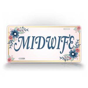 Midwife Beautiful Flowery License Plate