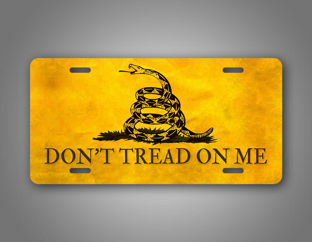 Vintage Yellow Dont Tread On Me Flag License Plate