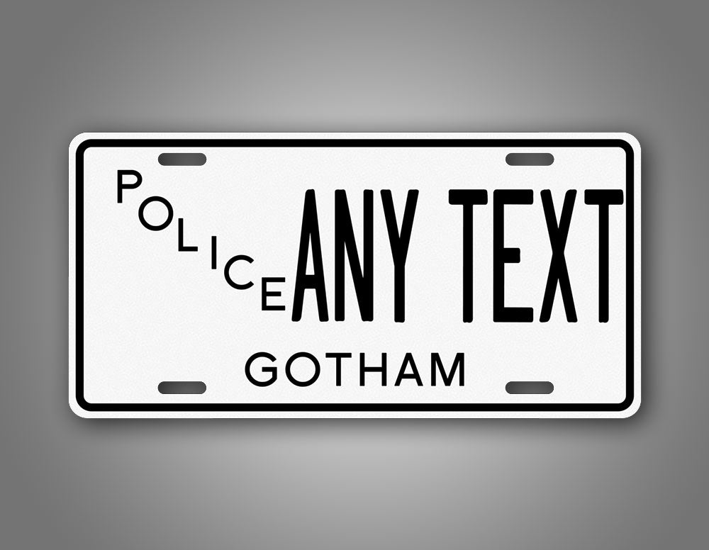 Personalized Black And White Gotham City Police Auto Tag 