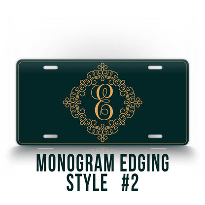 Green Monogram Auto Tag