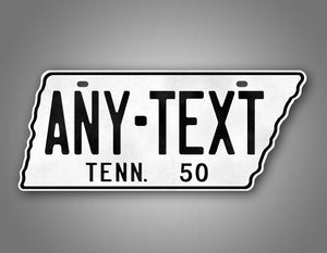 Custom Text White 1950 Any Text Tennessee State Shape License Plate 