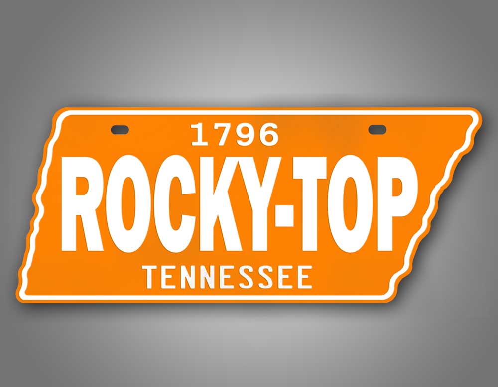 ROCKY-TOP Tennessee State Shaped License Plate