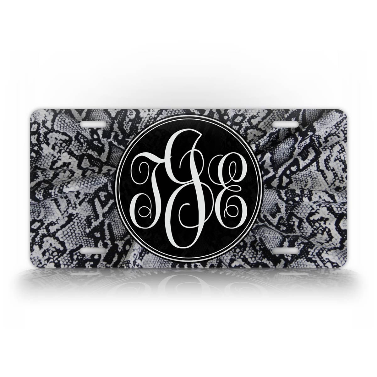 Custom Any Text Snakeskin Monogram License Plate 