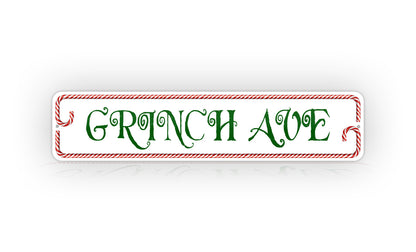 grinch ave christmas street sign