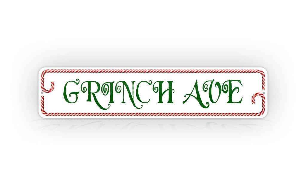 grinch ave christmas street sign