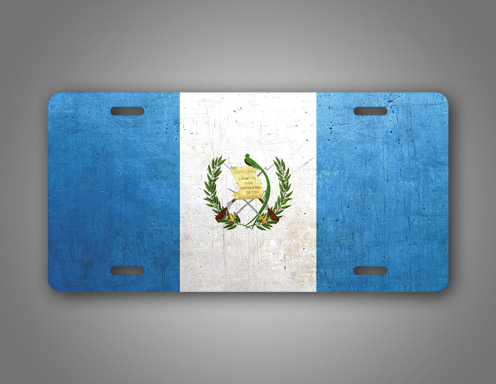Flag Of Guatemala Weathered Metal License Plate