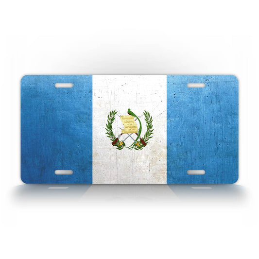 Flag Of Guatemala Weathered Metal License Plate