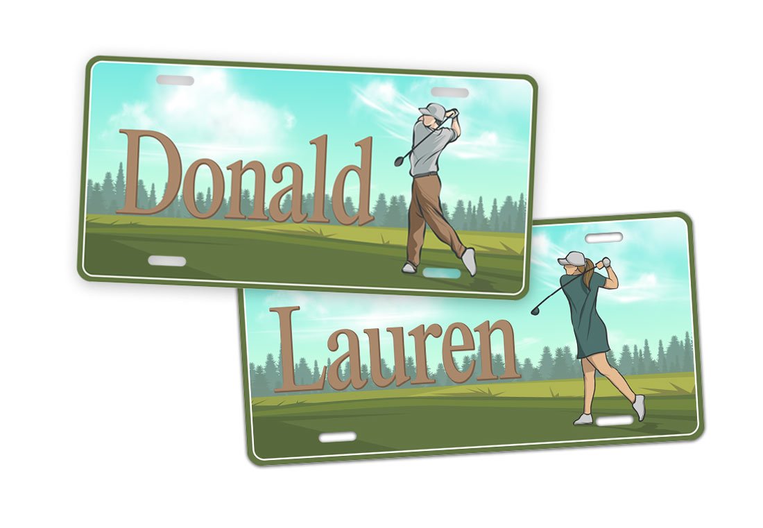 Male Or Female Custom Name Golfing License Plate 