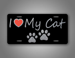 I Love My Cat License Plate
