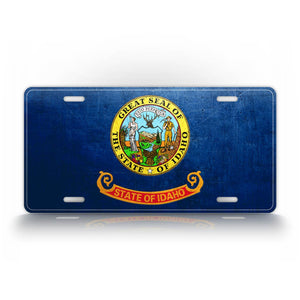 Idaho State Flag Weathered Metal License Plate