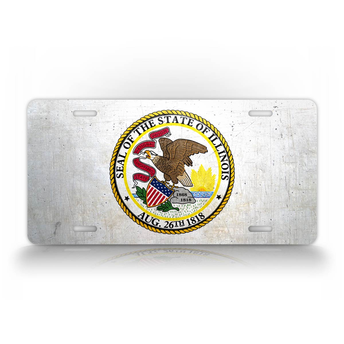 Illinois State Flag Weathered Metal License Plate