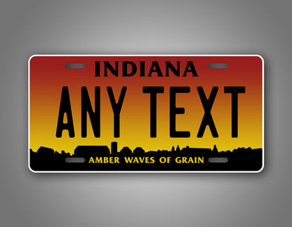 Custom Text Indiana Amber Waves Of Grain Hoosiers Auto Tag 