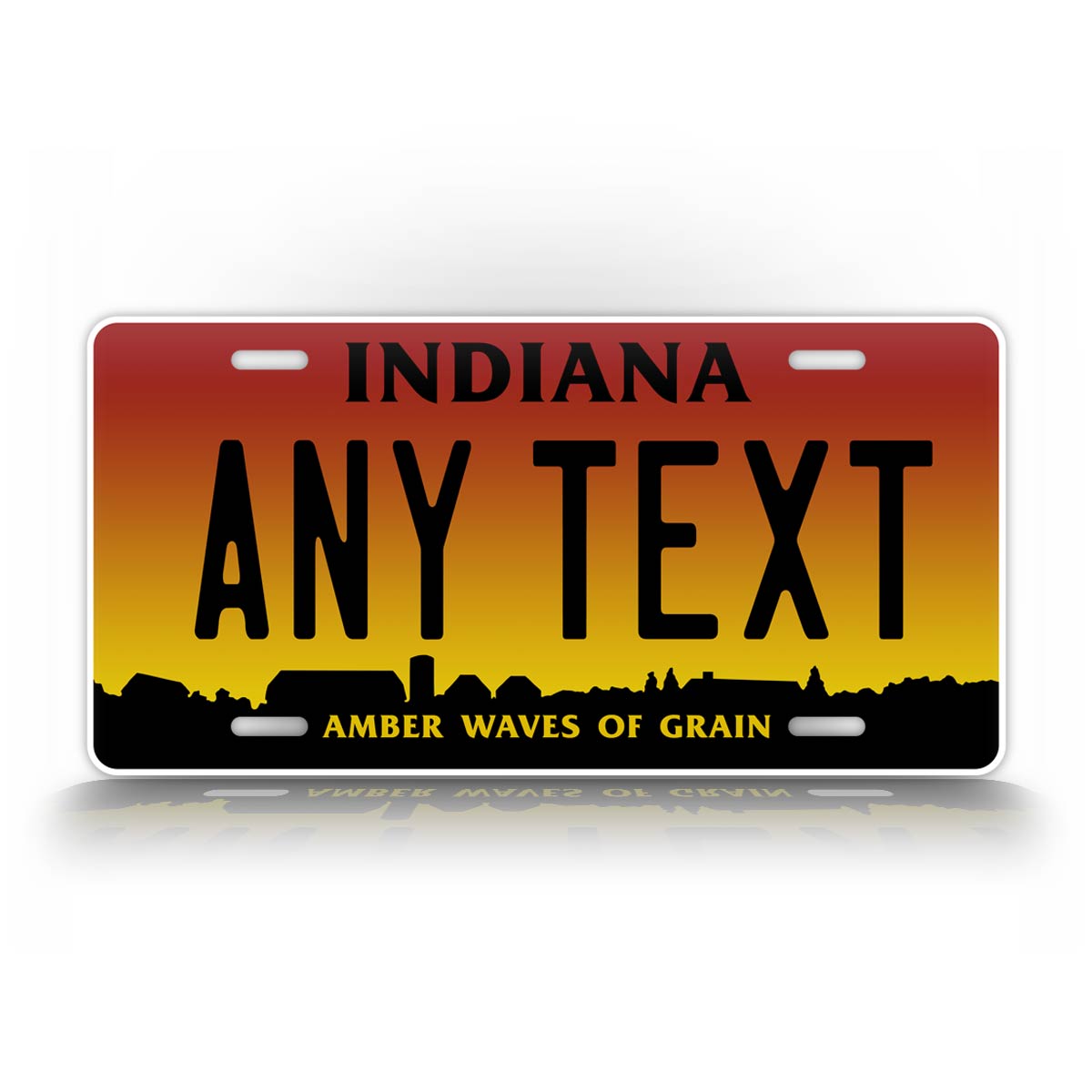 Custom Text Indiana Amber Waves Of Grain Hoosiers License Plate 