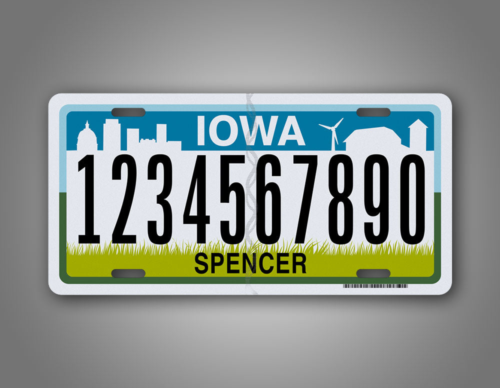 Custom Text Iowa Personalized Auto Tag