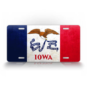  Iowa State Flag Weathered Metal License Plate