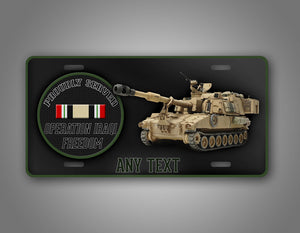 Paladin Tank Iraq War Veteran License Plate 