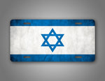 Israeli Flag Antique Style Auto Tag 