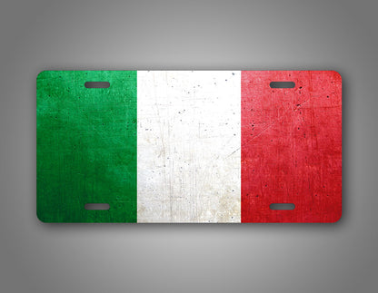 Official Italian Flag Weathered Metal Car Auto Tag