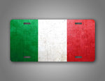 Official Italian Flag Weathered Metal Car Auto Tag