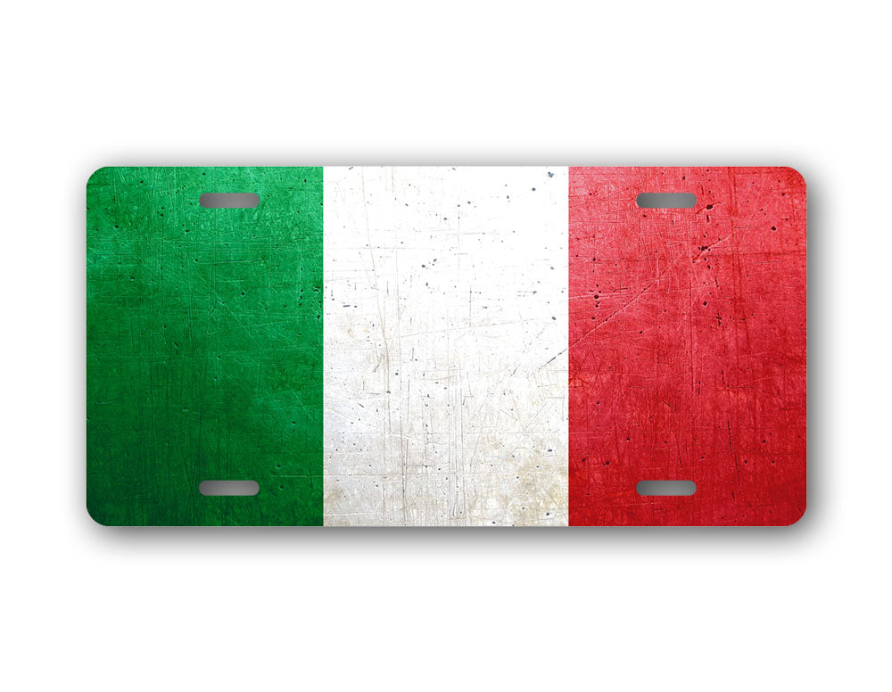 Official Italian Flag Weathered Metal License Plate