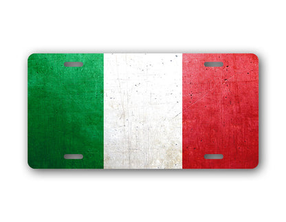 Official Italian Flag Weathered Metal License Plate