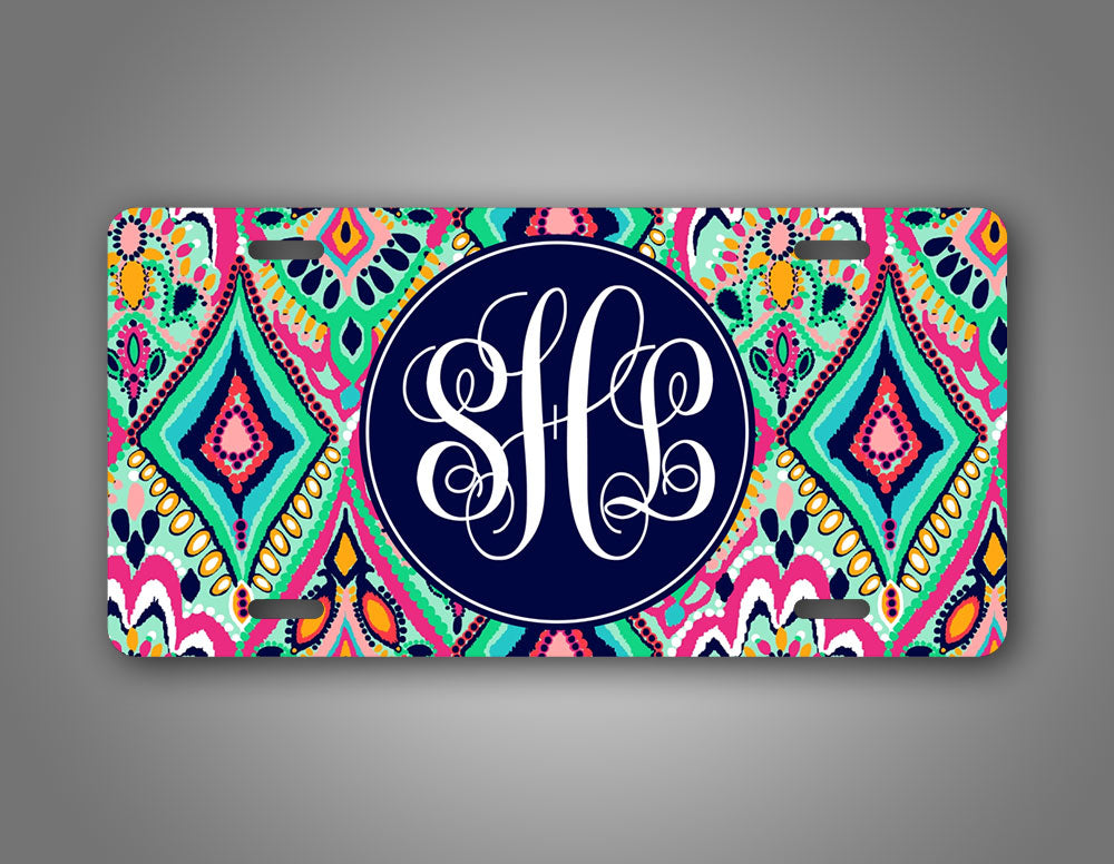 Custom Jewel Monogram License Plate 