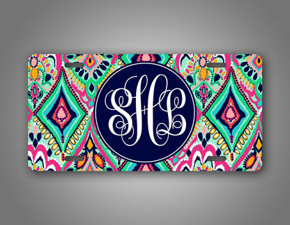 Custom Jewel Monogram License Plate 
